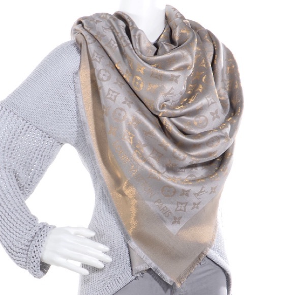 Louis Vuitton Grey Monogram Shine Shawl Scarf/wrap